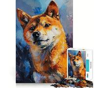 Vibrant Shiba Portrait Jigsaw Puzzles 1000 Piece for Adults Recall Fun Play Firm Fit Secure Assembly Family Fun Night Activity (38x52cm)