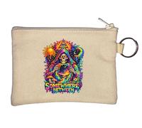 Vibrant Skull Holding Cosmic Portal Key Chain Coin Purse Beige