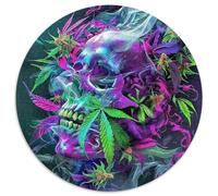 Vibrant Skull & Marijuana Art 1000 Piece Jigsaw Puzzle for Women, Men Day of The Dead Challenging Puzzles Educational Games Fun Present & Activity 1000pcs (67.5x67.5cm)