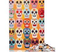 Vibrant Skull Mosaic Puzzle for Adults 500 Pieces Puzzle for Adults Educational Game for Adult Teenagers 500pcs (52x38cm)