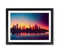 Vibrant Skyscraper Skyline Framed Print | A2 Black Framed Wall Art | Ready to Hang | Modern Cityscape Picture | Living Room Bedroom Lounge Office