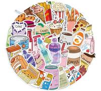 Vibrant Snack Stickers for Kids & Adults - 50PCS Waterproof Vinyl Decals for Water Bottles Laptops Snack Art Scrapbooking - Creative Food-Themed Stickers for Boys Girls Teens Food Lover