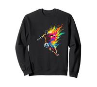 Vibrant Soccer Player Kicking a Ball Sweatshirt