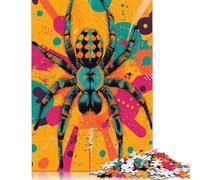 Vibrant Spider Illustration Arachnids in A Bold Pop Art Style Colorful Spider Art Puzzle 300 Pieces Jigsaws Puzzles for Adults Educational Game for Adult Teenagers 300pcs (40x28cm)