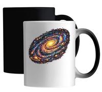 Vibrant Spiral Galaxy with Planets Ceramic Magic Mug White
