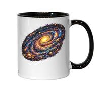 Vibrant Spiral Galaxy with Planets Ceramic Tea Coffee Mug Black