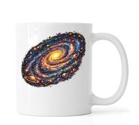 Vibrant Spiral Galaxy with Planets Ceramic Tea Coffee Mug White
