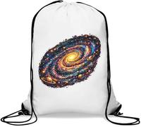 Vibrant Spiral Galaxy with Planets Gym Sack Casual Drawstring Bag White