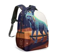 Vibrant Spotted Hyena Tropical Jungle All Over Print 16 Inch Backpack, Flat Illustration Floral Rucksack for Kids & School (06)