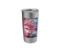 Vibrant Stained Glas Blossoming Tree with Dynamic Color Stainless Steel Insulated Tumbler