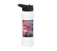 Vibrant Stained Glas Blossoming Tree with Dynamic Color Stainless Steel Insulated Water Bottle
