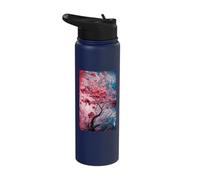 Vibrant Stained Glas Blossoming Tree with Dynamic Color Stainless Steel Insulated Water Bottle