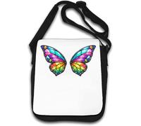 Vibrant Stained Glass Butterfly Wings Design Shoulder Bag White