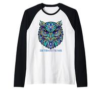 Vibrant Stained Glass Owl Mystic Bird Night Vision Art Raglan Baseball Tee