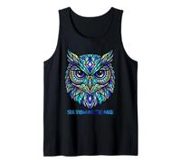 Vibrant Stained Glass Owl Mystic Bird Night Vision Art Tank Top