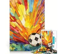 Vibrant Stained Glass Soccer Ball Jigsaw Puzzles 1000 Cognitive Skill Toy Smooth Burr Free Surface Relaxing Indoor Group Activity (38x26cm)