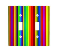 Vibrant Striped Light Switch Cover Plate/Outlet Covers, Colorful Rainbow Patterns for Home Decor, Thermoplastic Wall Plates, Standard Size Double Toggle