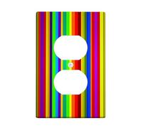 Vibrant Striped Light Switch Cover Plate/Outlet Covers, Colorful Rainbow Patterns for Home Decor, Thermoplastic Wall Plates, Standard Size Single Duplex Outlet