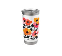 Vibrant Stylized Poppies Floral Botanical Design Stainless Steel Insulated Tumbler