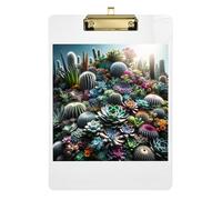 Vibrant Succulents Cactus Clipboard Acrylics Cute Clip Board Standard A4 Letter Size Clipboard with Low Profile Metal Clip for Women Men Teachers Nurses 12.5 x 9 Inches