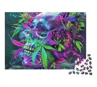 Vibrant Sugar Skull Surrounded by Colorful FlowersJigsaw Puzzle Skeleton Premium Cardstock Adults Activity Gift for Men Women 1000 Pieces 38x26cm/1000pcs