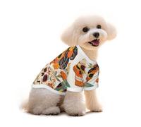 Vibrant Sugar Skulls & Marigolds Print Dog Tshirt - Hawaiian Floral Pet Apparel For Puppy Top, Dog Christmas Outfit & Thanksgiving