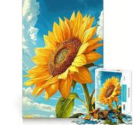 Vibrant Sunflower Against A Blue Sky 1000 Piece Adult Puzzles Logic Puzzle Play Precision Cut Smooth Edges for Family Gatherings (38x26cm)