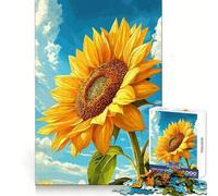 Vibrant Sunflower Against A Blue Sky 1000 Pieces Jigsaw Puzzles for Teenagers Strategic Think Serene Escape Clean Cut Thoughtful Xmas (38x52cm)