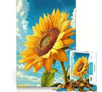 Vibrant Sunflower Against A Blue Sky Jigsaw 1000 Pieces for Teenagers Memory Train Fun Clean Seamless Connection Relaxing Indoor Group Activity (50x75cm)