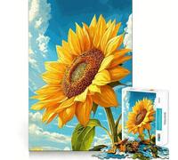 Vibrant Sunflower Against A Blue Sky Jigsaw Puzzle 1000 Piece Creative Skill Toy Clean Cut Sturdy Components Travel-friendly Brain Game Gift (38x52cm)