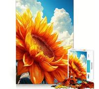 Vibrant Sunflower Against Cloudy Sky Jigsaw 1000 Pieces Focus Building Toy Zero Gap Rewarding Activity for Rainy Days (38x26cm)