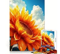 Vibrant Sunflower Against Cloudy Sky Jigsaw Puzzles for Teenagers 1000 Piece Improve Memory Soft Distraction Laser Cut Thoughtful Gift (38x52cm)
