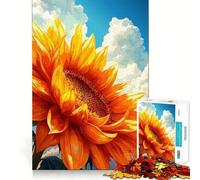 Vibrant Sunflower Against Cloudy Sky Jigsaw Puzzles1000 Pieces Recall Skill Fun Professional Grade Cutting Thoughtful Gift for Mind Activity (50x75cm)