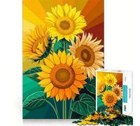 Vibrant Sunflower Bouquet Illustration 1000 Piece Jigsaws for Adults Brain Recall Game Tight Interlock No Gaps Calming Mental Break Activity (38x26cm)