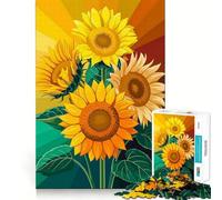 Vibrant Sunflower Bouquet Illustration Jigsaw Puzzles 1000 Piece for Adults Recall Fun Play Firm Fit Secure Assembly Family Fun Night Activity (38x52cm)