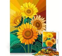 Vibrant Sunflower Bouquet Illustration Jigsaw Puzzles 1000 Pieces for Teenagers Sharp Recall Restful Pleasure Uniform Cut Ideal Xmas Gift (50x75cm)