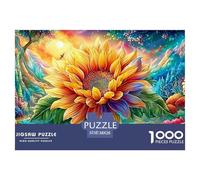 Vibrant Sunflower, Colorful Flora, Stream And Glowing Sky 1000Pc Jigsaw Puzzle Multicolor Style - Premium Quality, Great for Adults & Kids 38x26cm/1000pcs