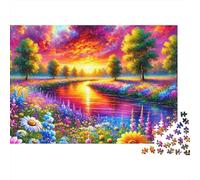 Vibrant Sunset Landscape 1000 Pieces Premium Puzzle Board Jigsaw Puzzle for Family Parent-child Interaction Classroom Activity Educational Enlightenment 52x38cm/1000pcs