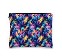 Vibrant Swirl Makeup Bag, Colorful Abstract Cosmetic Travel Pouch for Women, Portable Small Canvas Zipper Organizer, Year-Round Toiletry Bag, Multicolor, 7x9 Inch, Swirl