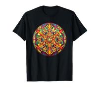 Vibrant Symmetrical Mandala Floral Circular Ornament T-Shirt