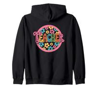 Vibrant Teacher Flower Power Delight Zip Hoodie