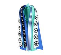 Vibrant Team Colors, Soccer Pattern Clam, Decorative Satin Ribbon for Gameday Style, Gentle Creaseless Elastic, Soccer Gift Item with Fade Resistant Print, Versatile Wrist Knot for Team Spirit