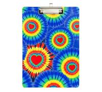Vibrant Tie Dye Colorful Rings Clipboard Acrylics Cute Clipboard A4 Standard Size Clip Boards with Low Profile Metal Clip for Women Men Office Supplies