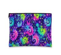 Vibrant Tie-Dye Cosmetic Bag, Colorful Swirl Makeup Pouch for Travel, Portable Zipper Organizer for Women, Festival Skincare Toiletry Holder, Multicolor, 7x9 Inch, Swirl