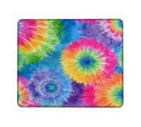 Vibrant Tie-Dye Round Desk Mouse Pad, Colorful Swirl Pattern Stitched Edge Mousepad, Non-Slip Washable Gaming Mouse Pad for Home and Office Use Square 8x10 Inch
