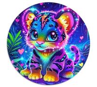 Vibrant Tiger 1000 Pieces The Wise Tiger Jigsaw Puzzle Round DIY Irregular 1000pcs (67.5x67.5cm)
