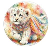 Vibrant Tiger 1000 Pieces The Wise Tiger Jigsaw Puzzle Round DIY Irregular for Adults Kid 1000pcs (67.5x67.5cm)