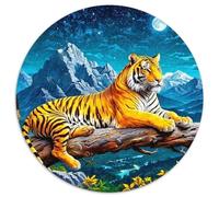 Vibrant Tiger 1000 Pieces The Wise Tiger Jigsaw Puzzle Round DIY Irregular for Adults Kid 1000pcs (67.5x67.5cm)