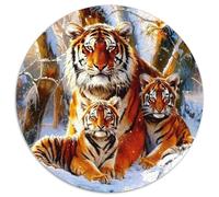 Vibrant Tiger 1000 Pieces The Wise Tiger Jigsaw Puzzle Round DIY Irregular Puzzle Games1000pcs (67.5x67.5cm)