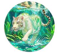 Vibrant Tiger 1000 Pieces The Wise Tiger Jigsaw Puzzle Round DIY Irregular Puzzle Games1000pcs (67.5x67.5cm)
